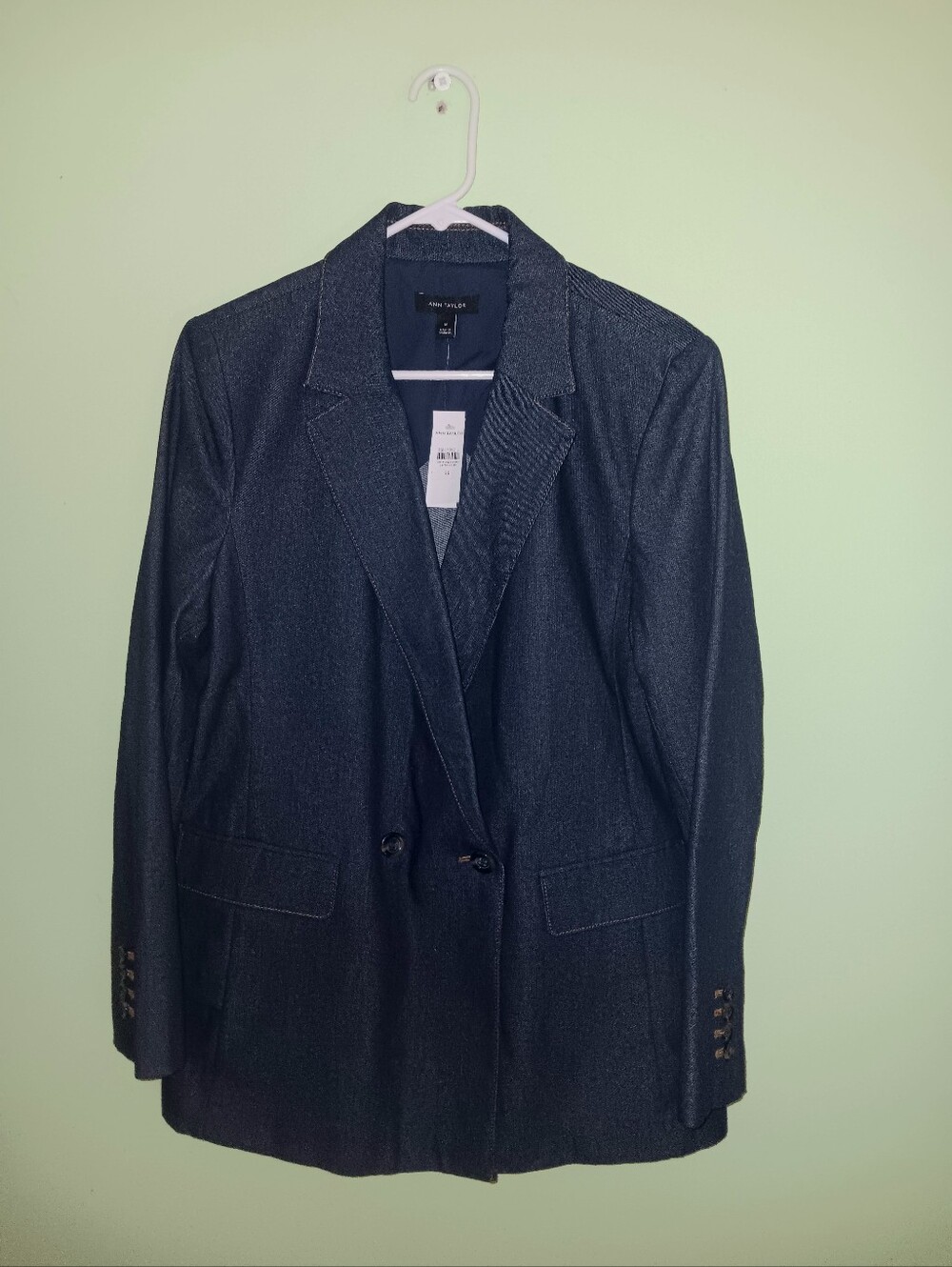 New Ann Taylor Women's Fouble Breasted Blue Blazer